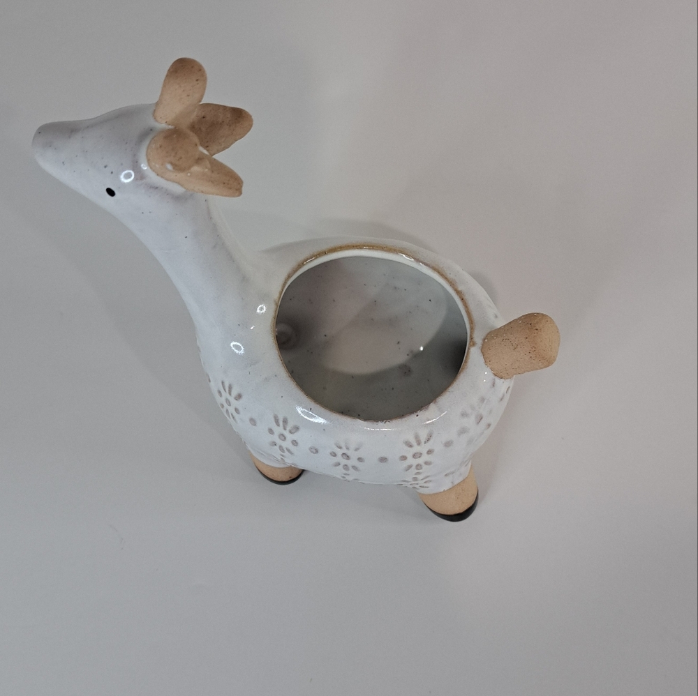 Ceramic White Giraffe Textured Succulent Air Plant Planter Indoor Nursery Decor - Picture 7 of 11